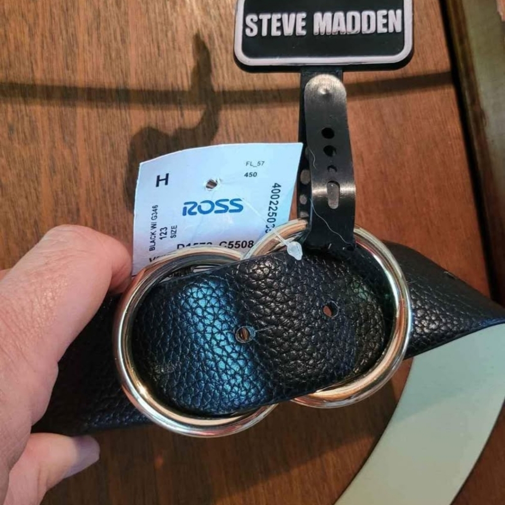 Steve Madden Black Belt Bag with Gold Hardware